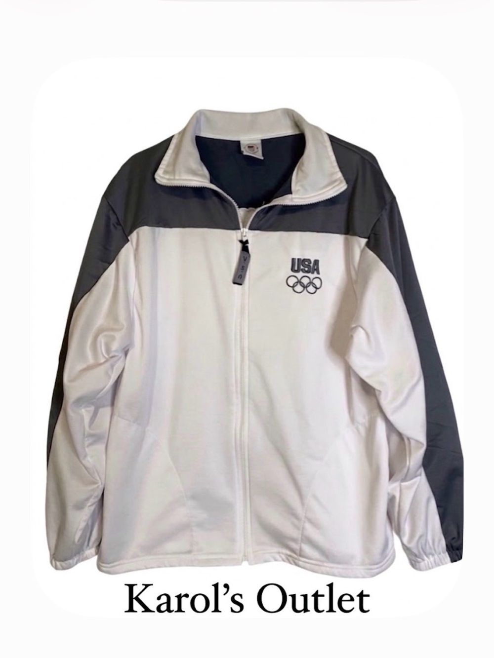 United States Olympic Committee full-zip track jacket, Women’s L, White Gray